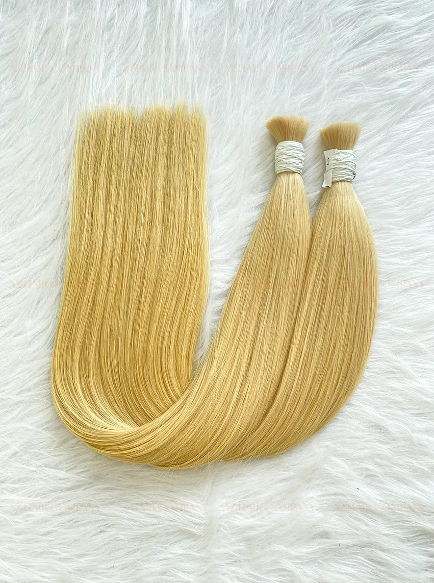 Light Brown #14 Bone Straight Bulk Hair Extensions 100g / AZ Hair Vietnam