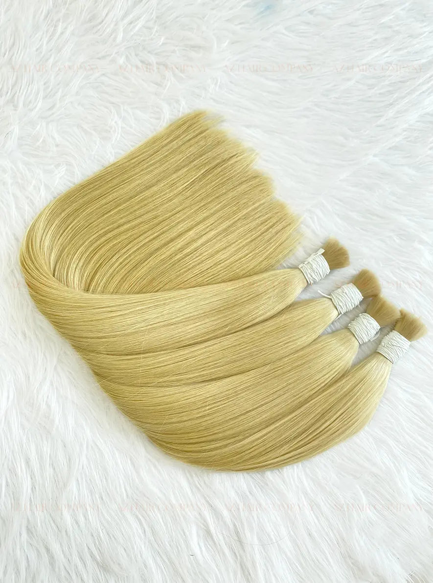 Light Brown #8ash Bone Straight Bulk Hair Extensions 100g / AZ Hair Vietnam 