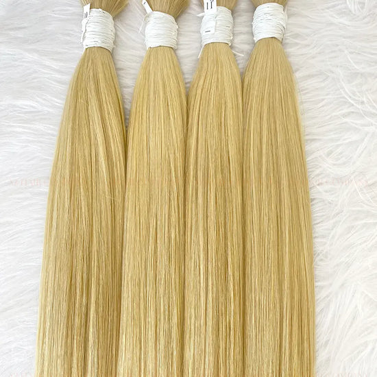 Light Brown #8ash Bone Straight Bulk Hair Extensions 100g / AZ Hair Vietnam 