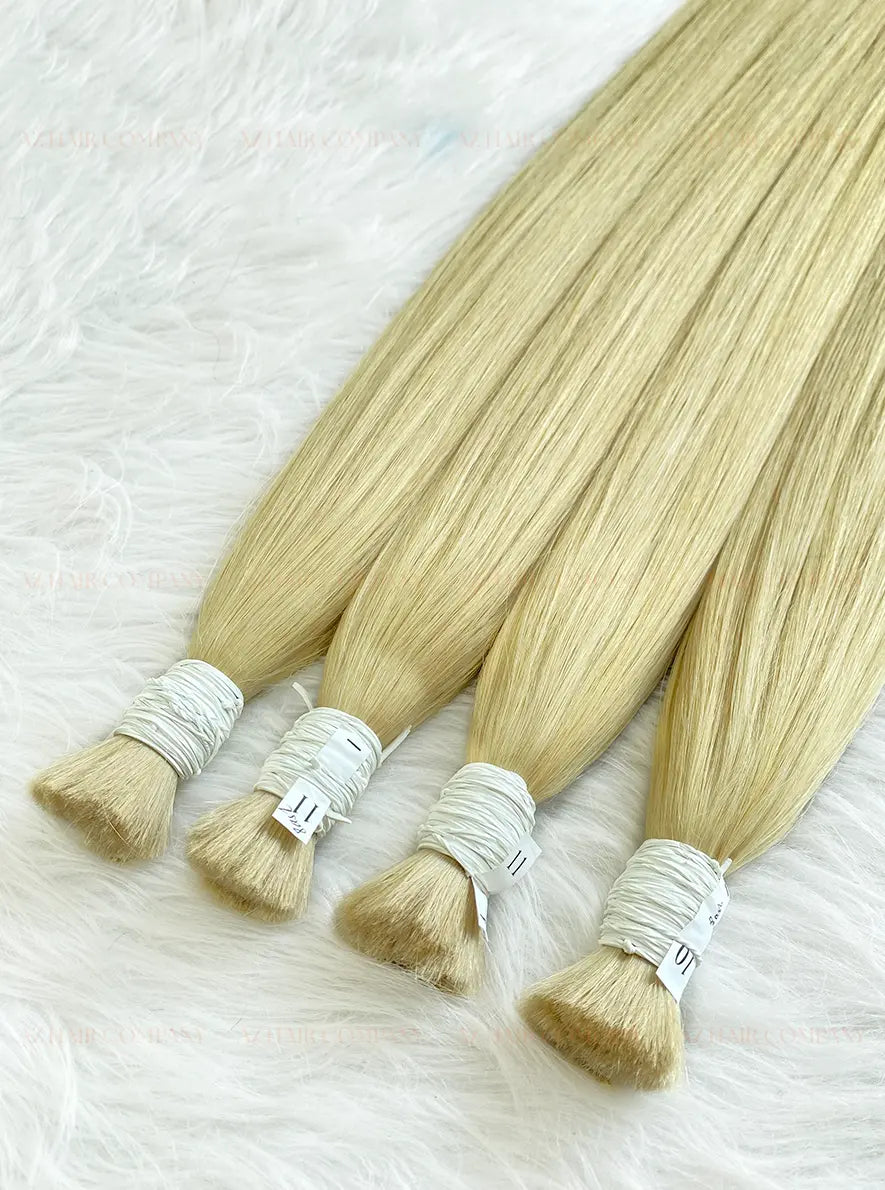 Light Brown #8ash Bone Straight Bulk Hair Extensions 100g / AZ Hair Vietnam 