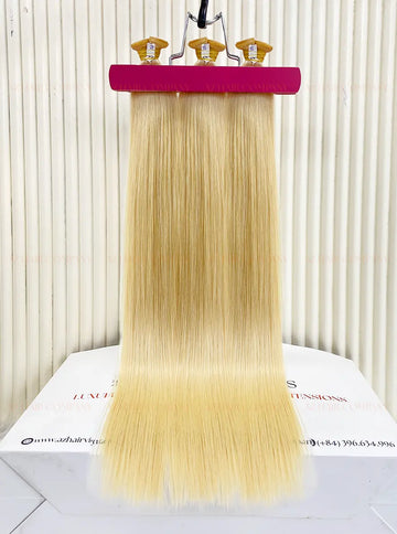 Light Blonde #60C Bone Straight Genius Hair Extensions 100g / AZ Hair Vietnam