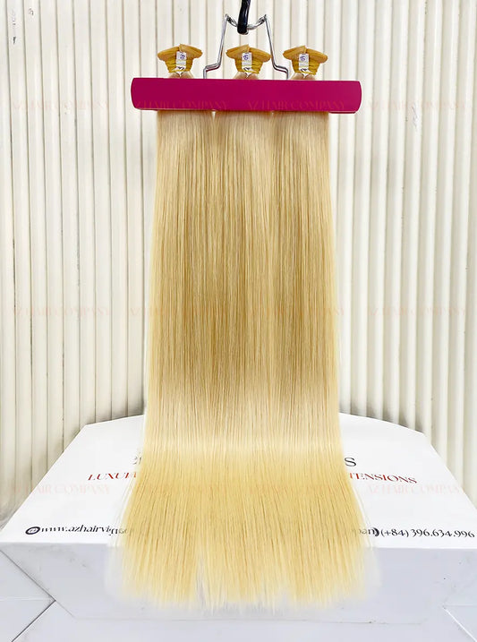 Light Blonde #60C Bone Straight Genius Hair Extensions 100g / AZ Hair Vietnam