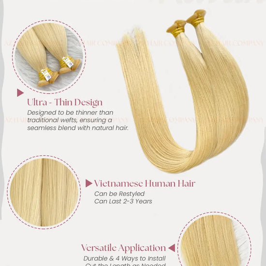 Light Blonde #60C Bone Straight Genius Hair Extensions 100g / AZ Hair Vietnam