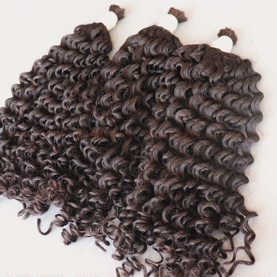 Jet Black (#1) Curly Bulk Hair Extensions 100g Hero Shot - Raw Vietnamese Hair Dyed / AZ Hair Vietnam