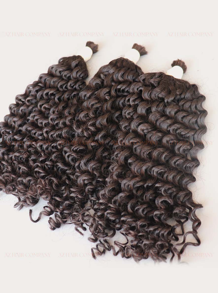 Jet Black (#1) Curly Bulk Hair Extensions 100g Hero Shot - Raw Vietnamese Hair Dyed / AZ Hair Vietnam