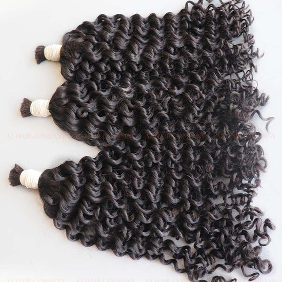 Jet Black (#1) Curly Bulk Hair Extensions 100g- Raw Vietnamese Hair Dyed / AZ Hair Vietnam