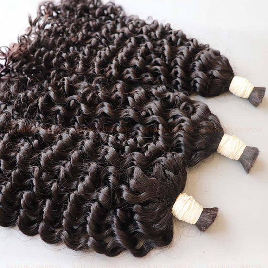 Jet Black (#1) Curly Bulk Hair Extensions 100g- Raw Vietnamese Hair Dyed / AZ Hair Vietnam
