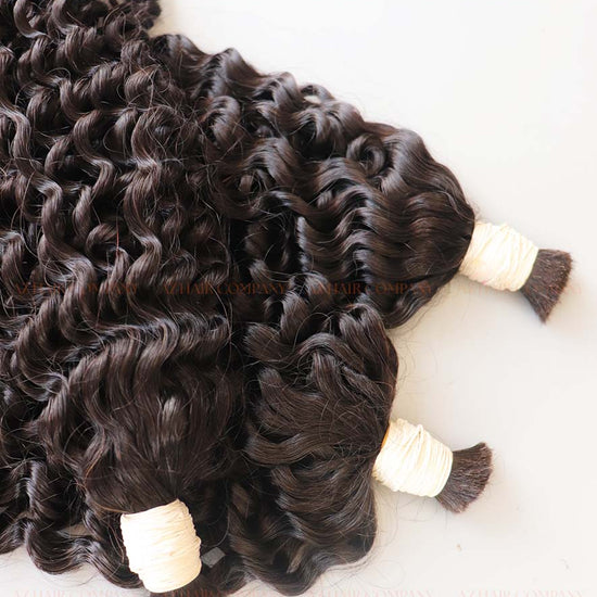 Jet Black (#1) Curly Bulk Hair Extensions 100g- Raw Vietnamese Hair Dyed / AZ Hair Vietnam