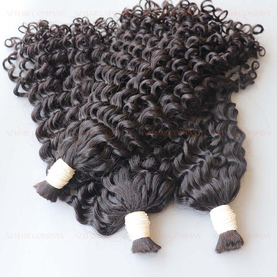 Jet Black (#1) Curly Bulk Hair Extensions 100g- Raw Vietnamese Hair Dyed / AZ Hair Vietnam