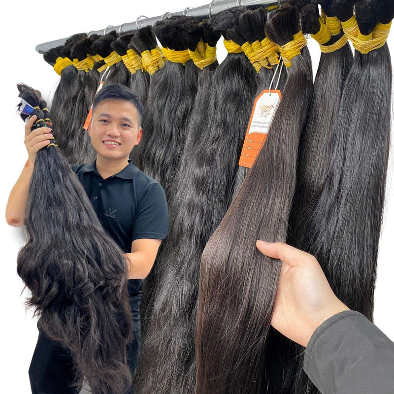 Production team sorting raw Vietnamese hair by cuticle direction – AZ Hair Vietnam factory