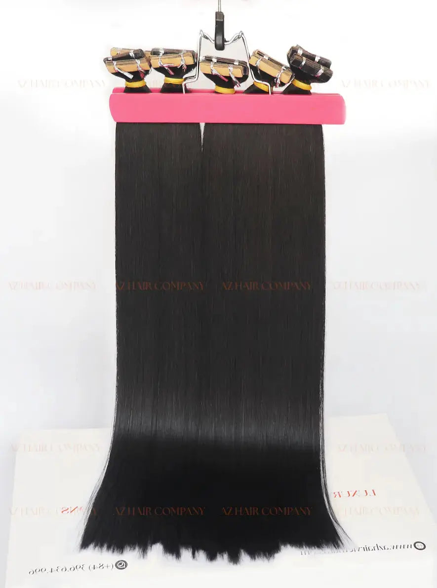 Natural Black (#1B) Bone Straight Regular Tape-In Hair Extensions 100g - AZ Hair Vietnam