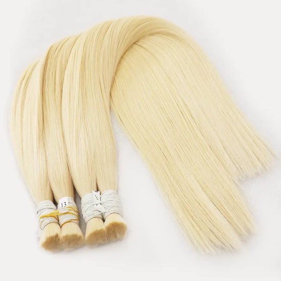 Light Blonde (#613) Bone Straight Bulk Hair Extensions 100g - Vietnamese Human Hair /  AZ Hair Vietnam