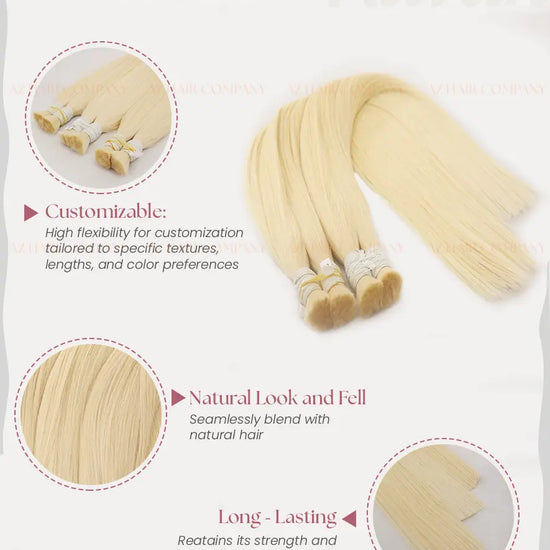 Light Blonde (#613) Bone Straight Bulk Hair Extensions 100g - Vietnamese Human Hair /  AZ Hair Vietnam