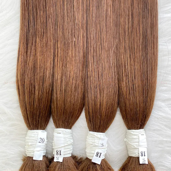 Light Brown #6C Bulk Hair Extensions 100g / AZ Hair Vietnam