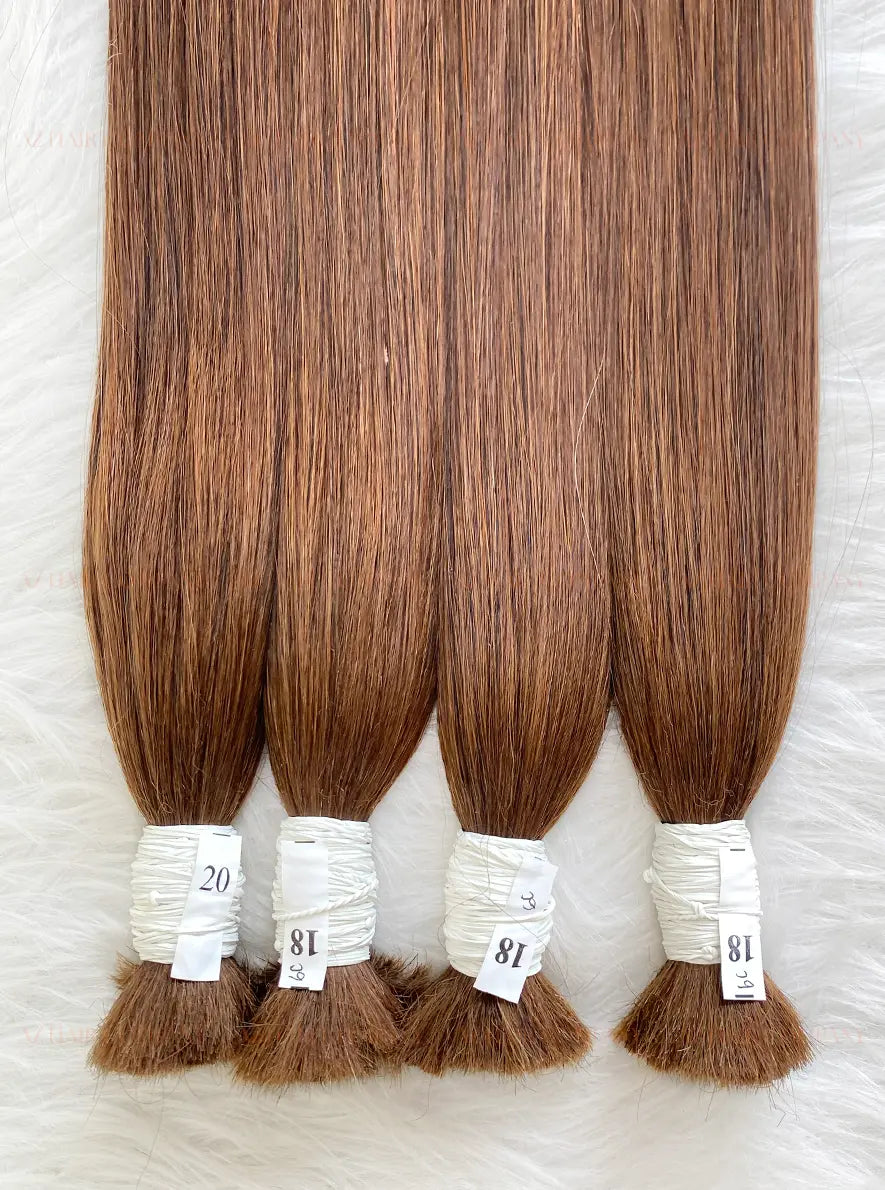 Light Brown #6C Bulk Hair Extensions 100g / AZ Hair Vietnam