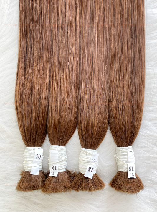 Light Brown #6C Bulk Hair Extensions 100g / AZ Hair Vietnam