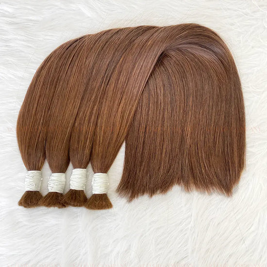 Light Brown #6C Bulk Hair Extensions 100g / AZ Hair Vietnam