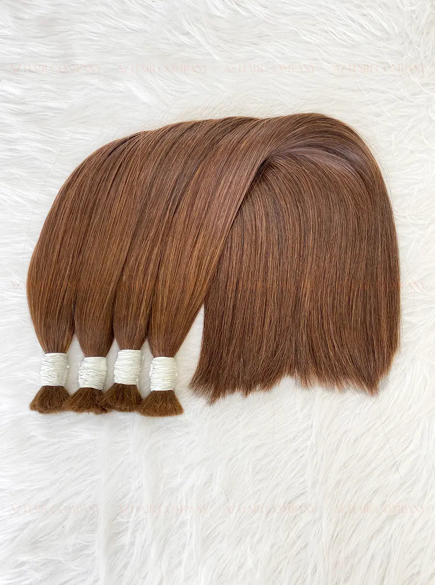 Light Brown #6C Bulk Hair Extensions 100g / AZ Hair Vietnam