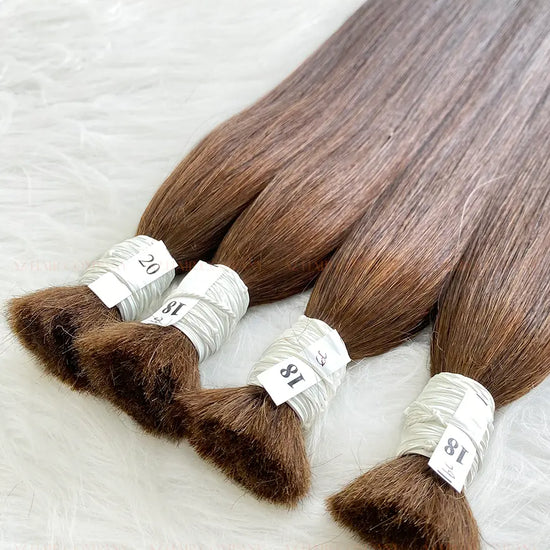 Light Brown #6C Bulk Hair Extensions 100g / AZ Hair Vietnam