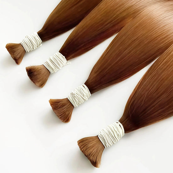 Dark Brown (#2) Bone Straight Bulk Straight Hair Extensions 100g / AZ Hair Vietnam