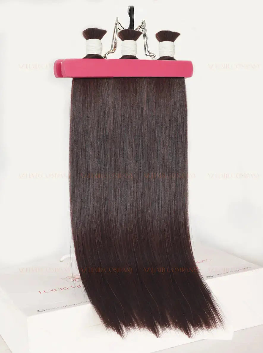 Dark Brown (#2C) Bone Straight Bulk Straight Hair Extensions 100g - Cuticle Aligned Vietnamese Hair / AZ Hair Vietnam