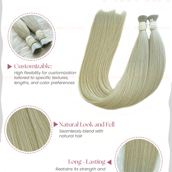 #18B Light Blonde Bone Straight Bulk Hair Extensions 100g - Vietnamese Raw Hair / AZ Hair Vietnam