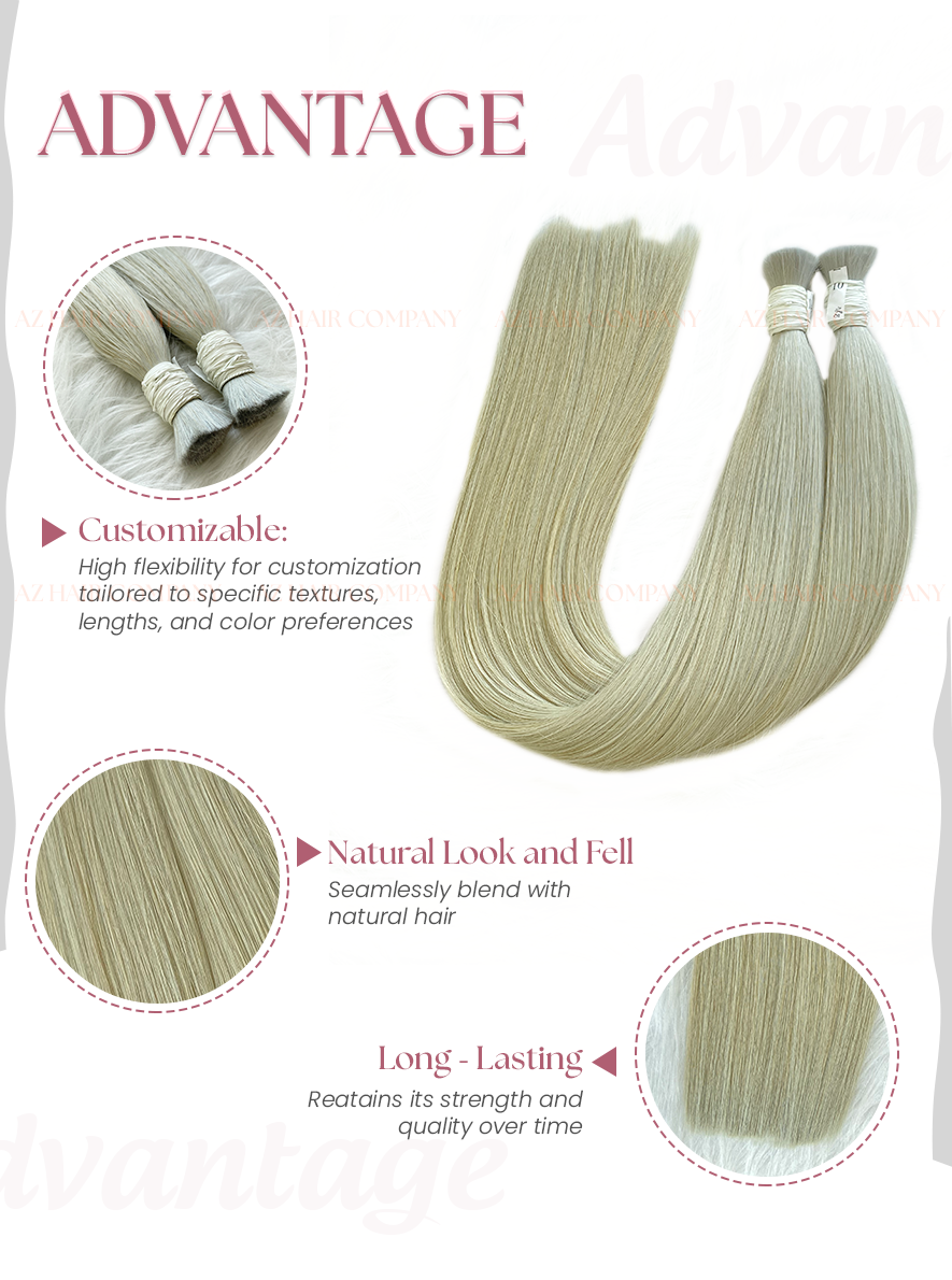 #18B Light Blonde Bone Straight Bulk Hair Extensions 100g - Vietnamese Raw Hair / AZ Hair Vietnam