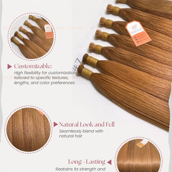 #7 Light Brown Bone Straight Bulk Hair Extensions 100g - Vietnamese Raw Hair / AZ Hair Vietnam