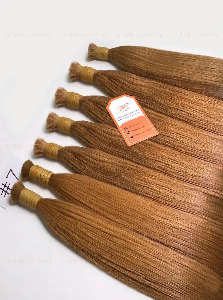 #7 Light Brown Bone Straight Bulk Hair Extensions 100g - Vietnamese Raw Hair / AZ Hair Vietnam