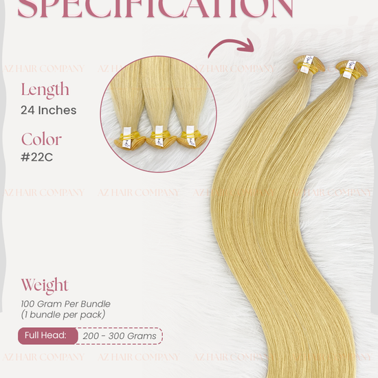 Light Brown #22C Bone Straight Genius Weft Hair Extensions 100g - Single Donor Vietnamese Hair / AZ Hair Vietnam