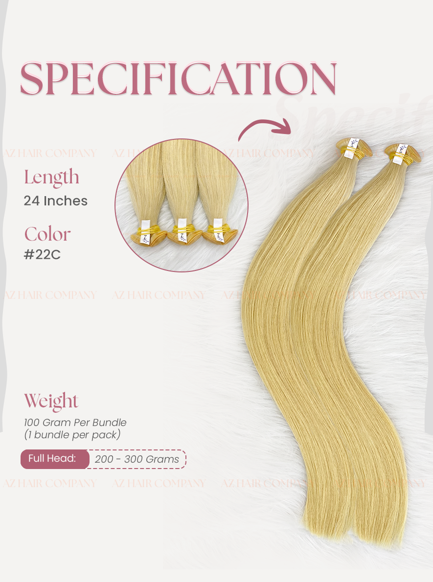 Light Brown #22C Bone Straight Genius Weft Hair Extensions 100g - Single Donor Vietnamese Hair / AZ Hair Vietnam