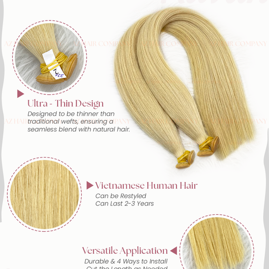 Light Brown #22C Bone Straight Genius Weft Hair Extensions 100g - Single Donor Vietnamese Hair / AZ Hair Vietnam