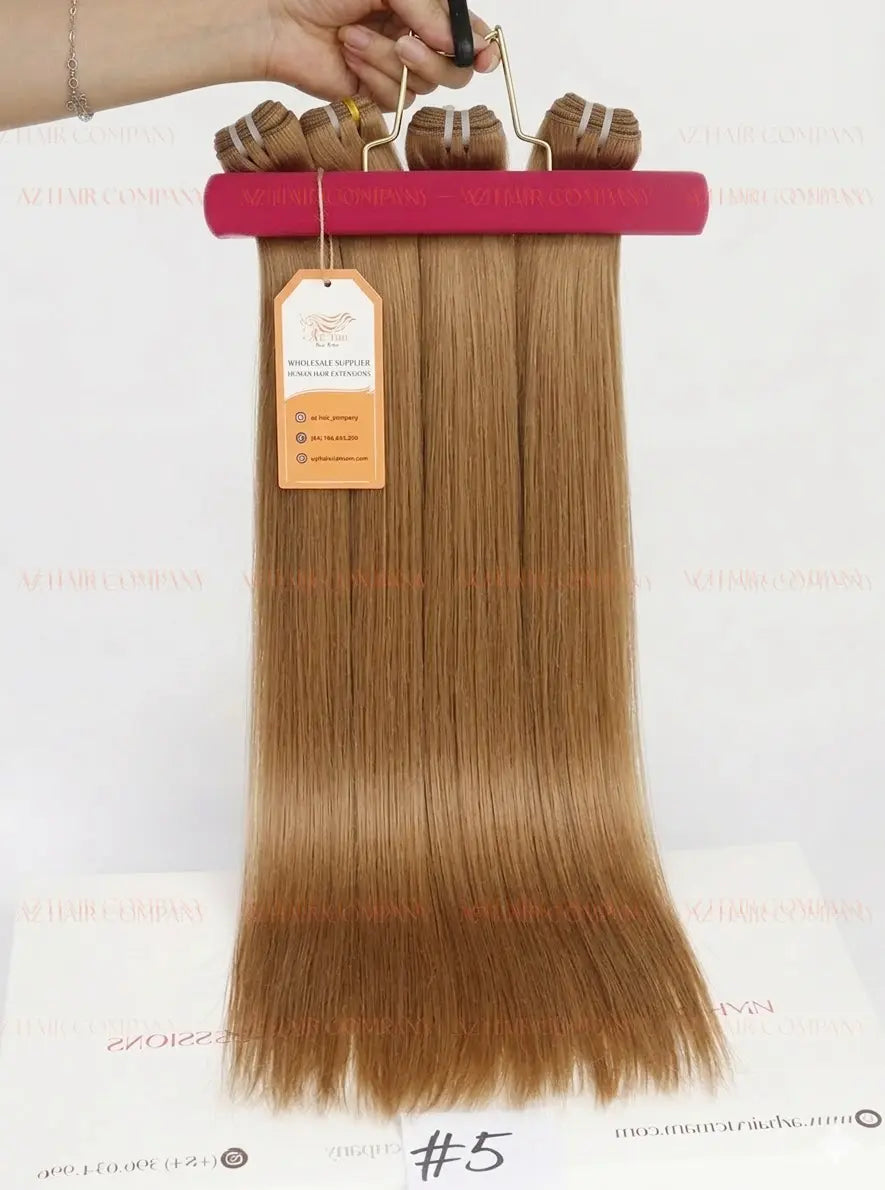 Light Brown #5 Bone Straight Machine Weft Hair Extensions 100g - Vietnamese Raw Hair / AZ Hair Vietnam