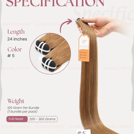 Light Brown #5 Bone Straight Machine Weft Hair Extensions 100g - Vietnamese Raw Hair / AZ Hair Vietnam