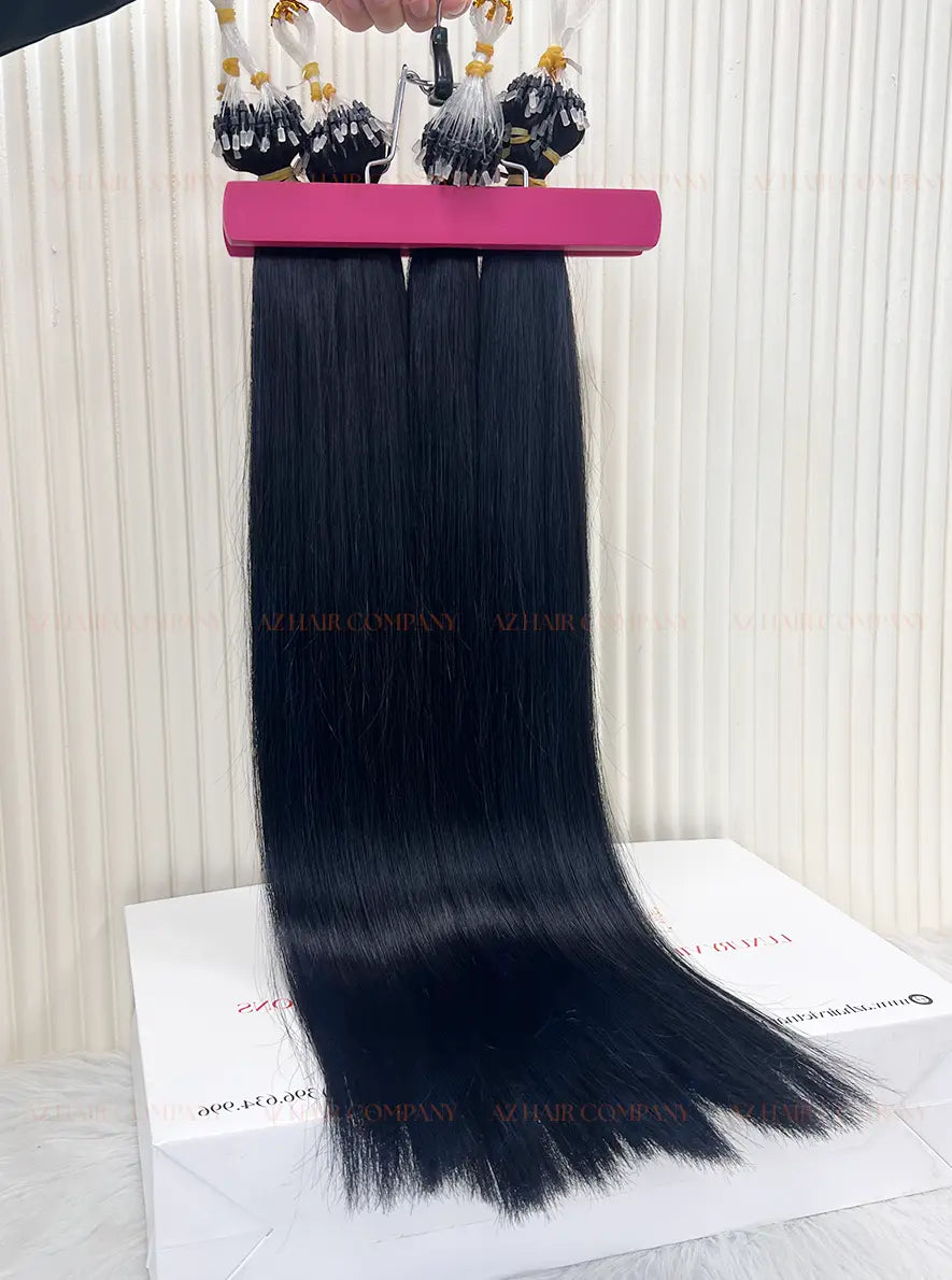 Jet Black #1 Bone Straight  Micro Loop Hair Extensions 100g - Vietnamese Raw Hair / AZ Hair Vietnam
