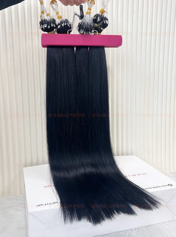 Jet Black #1 Bone Straight  Micro Loop Hair Extensions 100g - Vietnamese Raw Hair / AZ Hair Vietnam