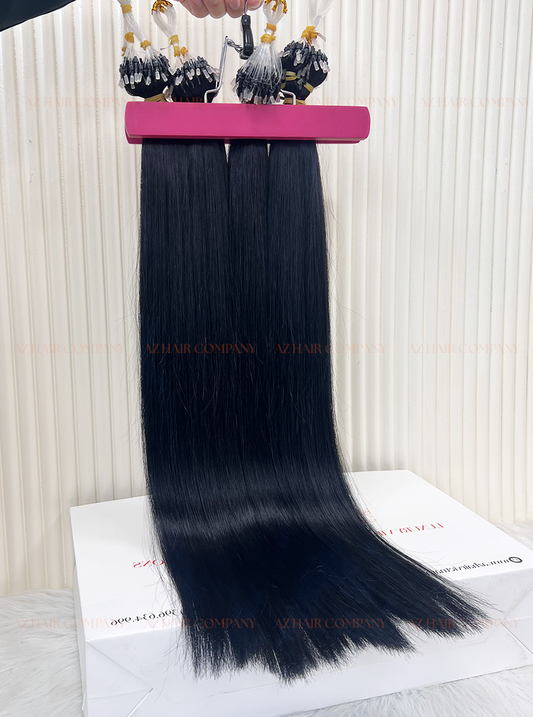 Jet Black #1 Bone Straight  Micro Loop Hair Extensions 100g - Vietnamese Raw Hair / AZ Hair Vietnam