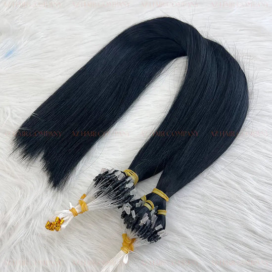Jet Black #1 Bone Straight Micro Loop Hair Extensions 100g - Vietnamese Raw Hair / AZ Hair Vietnam