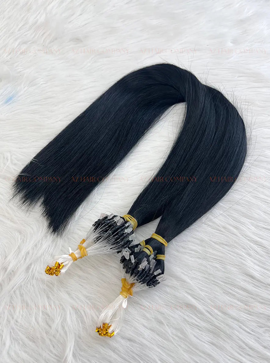 Jet Black #1 Bone Straight Micro Loop Hair Extensions 100g - Vietnamese Raw Hair / AZ Hair Vietnam