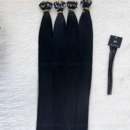 Jet Black #1 Bone Straight Micro Loop Hair Extensions 100g - Vietnamese Raw Hair / AZ Hair Vietnam