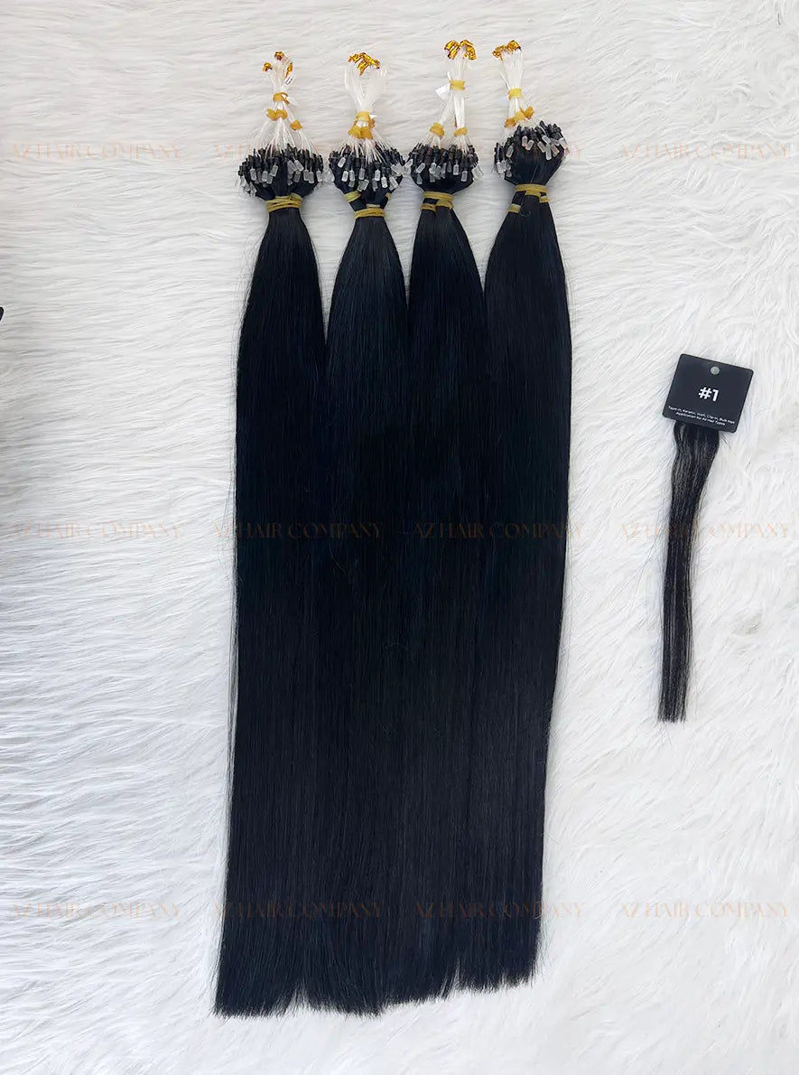 Jet Black #1 Bone Straight Micro Loop Hair Extensions 100g - Vietnamese Raw Hair / AZ Hair Vietnam