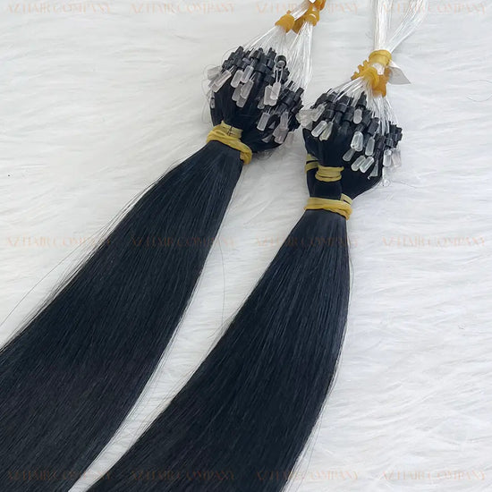 Jet Black #1 Bone Straight Micro Loop Hair Extensions 100g - Vietnamese Raw Hair / AZ Hair Vietnam