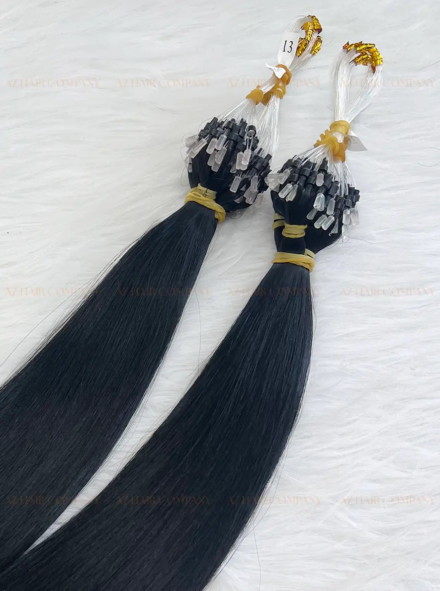 Jet Black #1 Bone Straight Micro Loop Hair Extensions 100g - Vietnamese Raw Hair / AZ Hair Vietnam