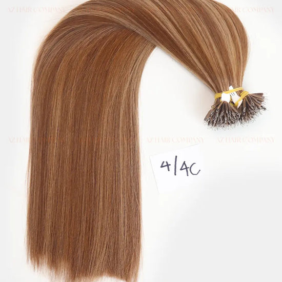 Highlight (#4/#4C) Bone Straight Nano Tip Hair Extensions 100g - Raw Vietnamese Hair Factory / AZ Hair Vietnam