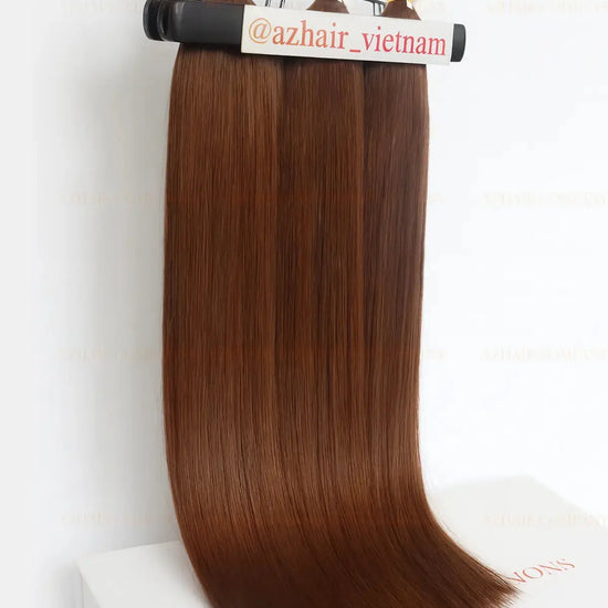 Dark Brown (#2ash) Bone Straight Nano Tip In Hair Extensions 100g - AZ Hair Factory / AZ Hair Extensions