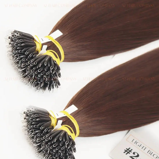 Dark Brown (#2ash) Bone Straight Nano Tip In Hair Extensions 100g - AZ Hair Factory / AZ Hair Extensions
