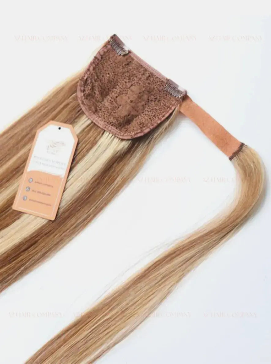 Highlight (#12/#613) Bone Straight Ponytail Hair Extensions 1pcs - AZ Hair Vietnam Factory / AZ Hair Vietnam