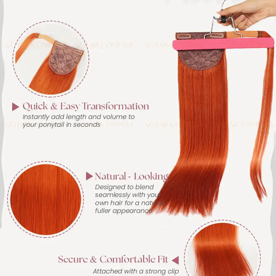 Brown Orange (#AZ17) Bone Straight  Ponytail Hair Extensions 1pcs / AZ Hair Vietnam