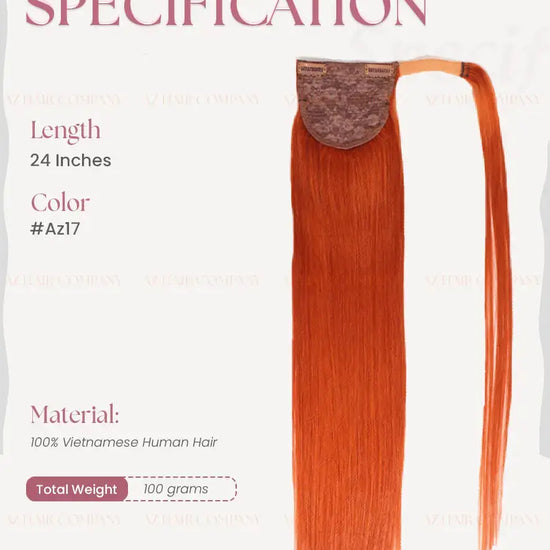 Brown Orange (#AZ17) Bone Straight  Ponytail Hair Extensions 1pcs / AZ Hair Vietnam