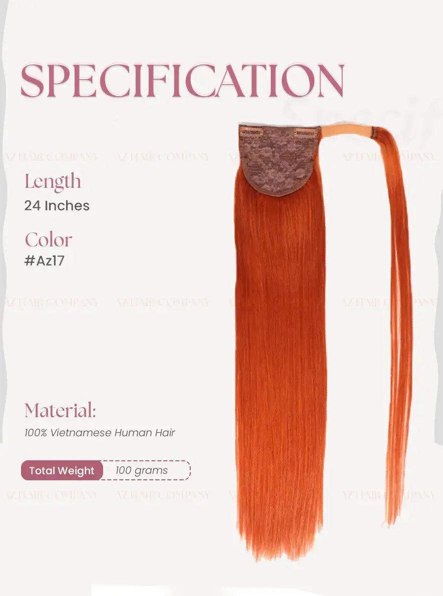 Brown Orange (#AZ17) Bone Straight  Ponytail Hair Extensions 1pcs / AZ Hair Vietnam